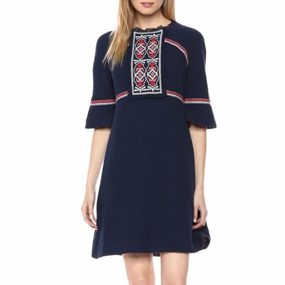 Ella Moon 3/4 Juliette Sleeve Dress Navy/Coral - Picture 2 of 4